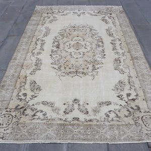6x9 Large Rugs, Turkish Rug, Vintage Rug, Antique Oushak Rug, Rugs For Bedroom, 5.2x8.6 ft Beige Rug, Modern Wool Rug, Organic Rug,