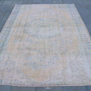 Vintage Rug, Turkish Rug, 6x8 Large Rugs, Faded Oushak Rugs, Rugs For Dining Room, 5.5x8 ft Brown Rug, Neutral Scandinavian Style Rug,