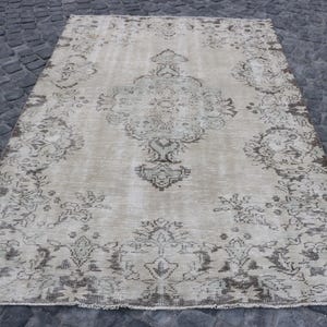 Vintage Rug, Turkish Rug, 6x8 Large Rug, Anatolian Rug, Rugs For Living Room, 5.2x8 ft Beige Rug, Modern Minimalist Wool Rug, Oushak Rug,