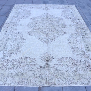 6x9 Large Rug, Vintage Rug, Turkish Rug, Antique Rug, Rugs For Living Room, 6.4x9.3 ft Beige Rug, Decorative Oushak Rug, Large Vintage Rug,