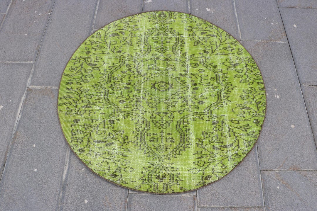 Vintage Rug, 4x4 Small Rug, Round Rug, Turkish Rug, Anatolian Rug, Rugs ...