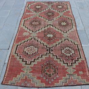 Area Kilim, Vintage Kilim, Turkish Kilim, Embroidered Oushak Kilim, Rugs For Bedroom, 4.3x8.1 ft Pink Kilim, Organic Turkish Kilim,