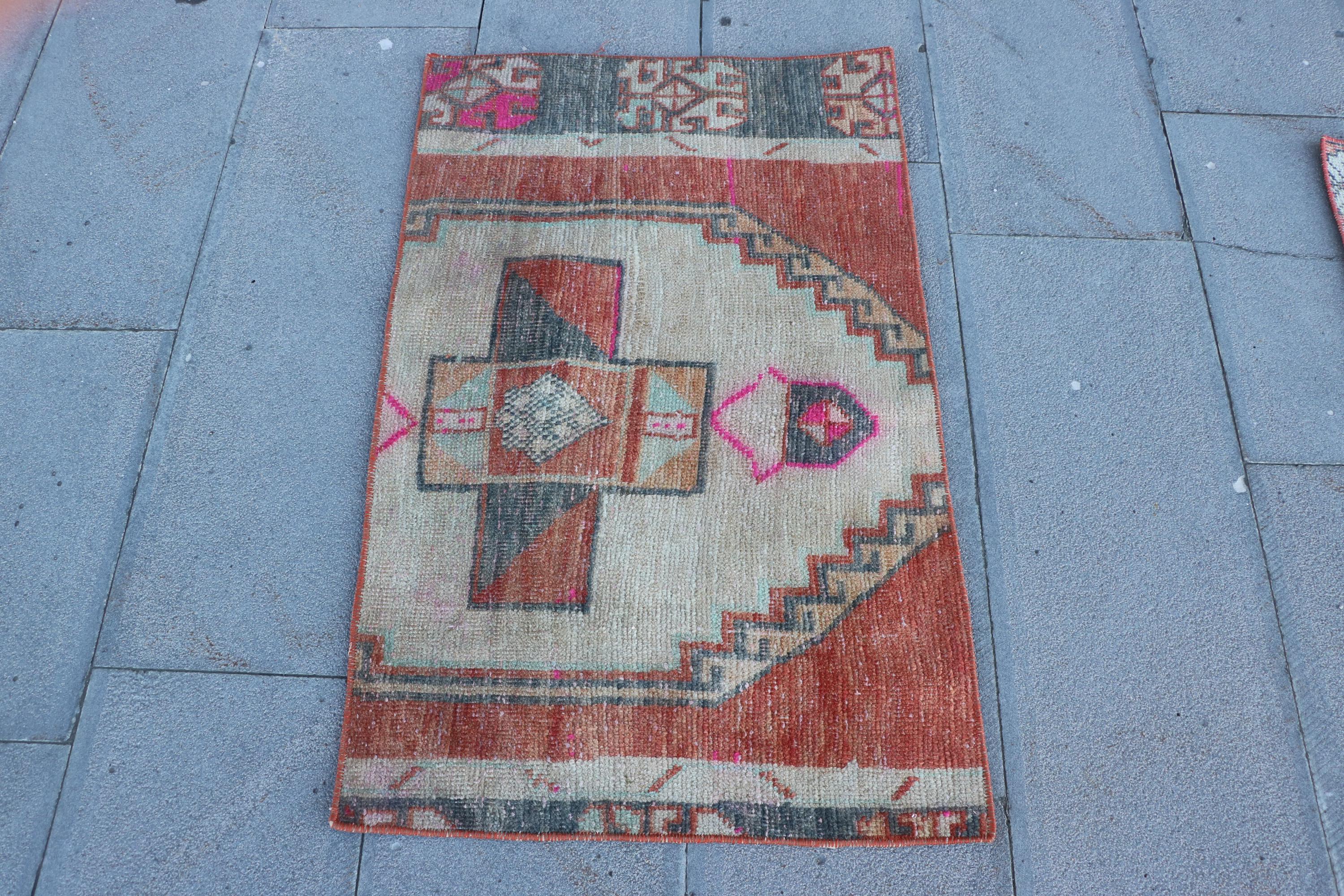 Turkish Rug, 2x3 Small Rug, Vintage Rug, Antique Rugs, Rugs For Entry, 2x3.3 ft Orange Rug, Rustic Turkish Rug, Wool Bath Mat, Oushak Rug,