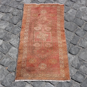 Vintage Rug, 2x4 Small Rugs, Turkish Rug, Antique Rug, Rugs For Bathroom, 1.6x3.3 ft Brown Rug, Hand-Knotted Oriental Rug, Anatolian Rug,