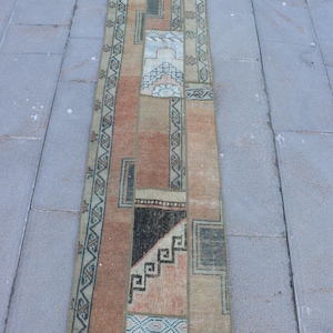 Vintage Rug, Turkish Rug, Patchwork Rug, 2x8 Runner Rugs, Anatolian Rug, Rugs For Hallway, 1.6x7.8 ft Orange Rug, Colorful Oushak Rug,