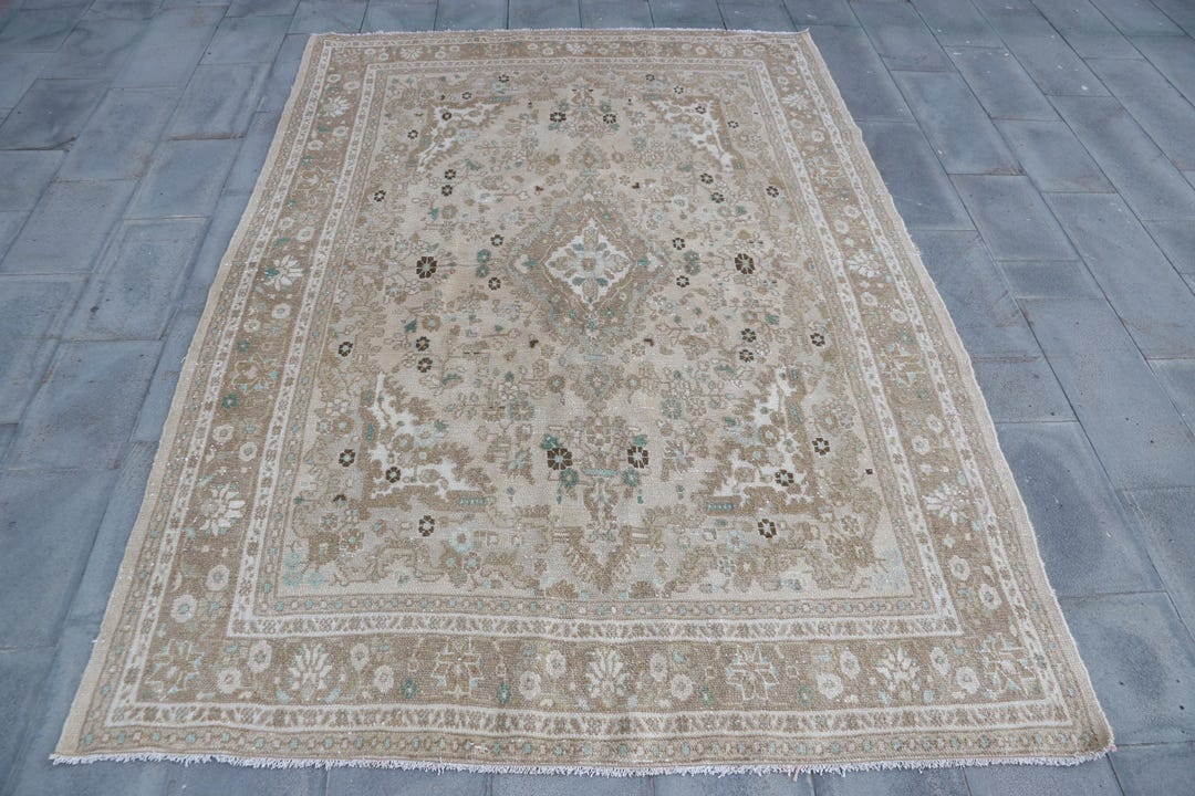 Turkish Vintage Large Rug 6.7x9.8 Ft (205x298 Cm), Brown Oriental Rug ...