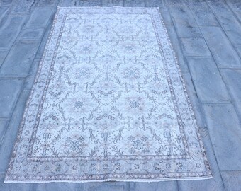 Turkish Rug, 4x8 Area Rugs, Vintage Rug, Antique Rugs, Rugs For Bedroom, 4.4x7.7 ft Brown Rug, Neutral Anatolian Rug, Large Oushak Rug,