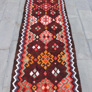 Runner Kilim, Vintage Kilim, Turkish Kilim, Antique Herki Kilim, Rugs For Corridor, 2.9x10.9 ft Purple Kilim, Decorative Kilim, Boho Kilim,
