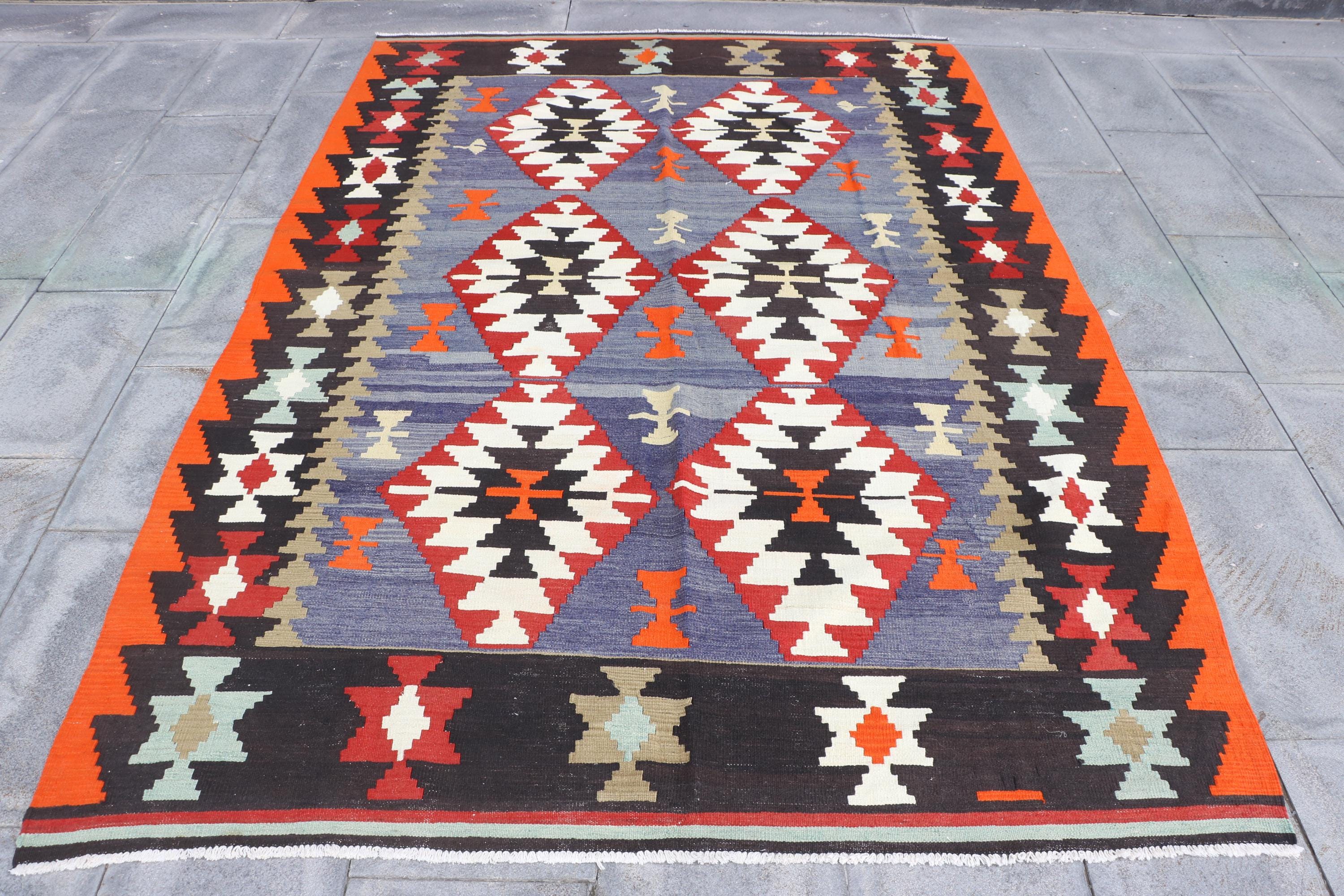 ヴィンテージキリム、大型キリム、トルコキリム、幾何学模様のウシャク