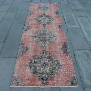 Turkish Rug, Vintage Rug, 3x9 Runner Rug, Anatolian Rug, Rugs For Corridor, 2.8x8.9 ft Red Rug, Hand-Knotted Wool Rug, Decorative Stair Rug,