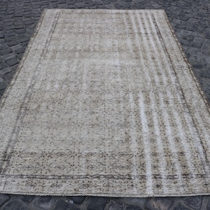 Vintage Rug, Turkish Rug, 6x9 Large Rug, Antique Rug, Rugs For Bedroom, 5.1x8.3 ft Beige Rug, Anatolian Wool Rug, Large Oushak Rug,