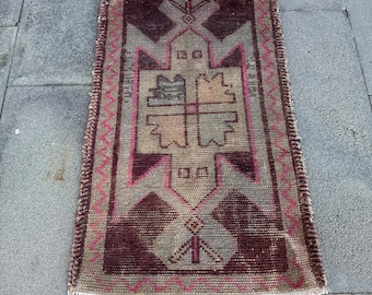 2x3 Small Rugs, Vintage Rug, Turkish Rug, Oushak Rugs, Rugs For Bathroom, 1.7x2.8 ft Green Rug, Distressed Turkish Rug, Wool Door Mat,