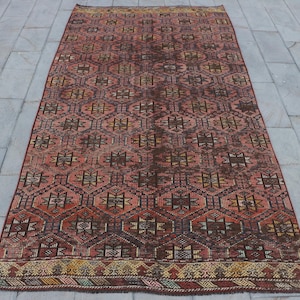 Vintage Kilim, Embroidered Turkish Kilim, Large Kilim, Oushak Kilim, Rugs For Living Room, 5.7x11.1 ft Pink Kilim, Vintage Turkish Kilim,