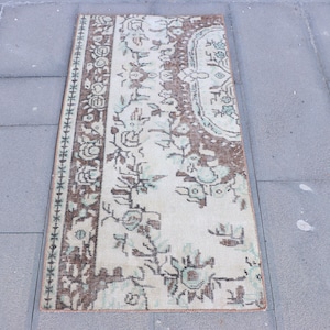2x4 Small Rugs, Turkish Rug, Vintage Rug, Antique Rug, Rugs For Entry, 1.9x3.8 ft Brown Rug, Hand-Knotted Wool Area Rug, Vintage Decor,