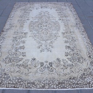 Turkish Rug, Vintage Rug, 6x10 Large Rug, Anatolian Rugs, Rugs For Dining Room, 5.4x9.1 ft Beige Rug, Colorful Vintage Oushak Rug, Boho Rug,
