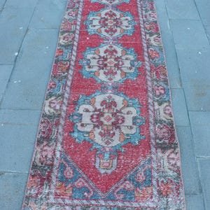 3x9 Runner Rug, Turkish Rug, Vintage Rug, Antique Rugs, Rugs For Corridor, 2.7x9.3 ft Red Rug, Vintage Beni Ourain Rug, Wool Anatolian Rug,