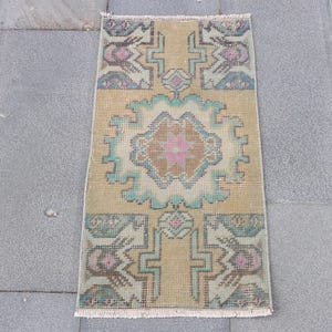 2x3 Small Rugs, Turkish Rug, Vintage Rug, Oushak Rug, Rugs For Entry, 1.3x2.5 ft Green Rug, Handwoven Vintage Turkish Rug, Wool Bath Mat,