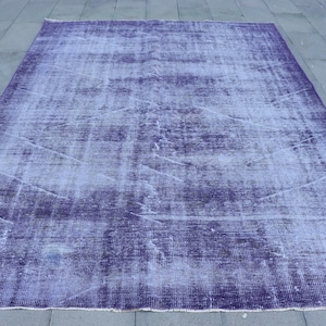 7x9 Large Rugs, Vintage Rug, Turkish Rug, Overdyed Rug, Rugs For Living Room, 6.8x9.1 ft Purple Rug, Hand-Knotted Wool Area Rug, Oushak Rug,