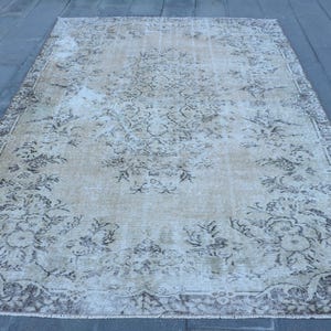 Turkish Rug, 6x9 Large Rug, Vintage Rug, Antique Rug, Rugs For Bedroom, 6.2x9 ft Beige Rug, Modern Minimalist Wool Rug, Large Turkish Rug,