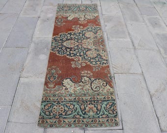 3x7 Runner Rug, Vintage Rug, Turkish Rug, Antique Rugs, Rugs For Hallway, 2.1x6.4 ft Brown Rug, Hand-Knotted Wool Area Rug, Kitchen Rug,