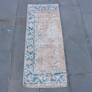 2x4 Small Rug, Vintage Rug, Turkish Rug, Antique Rug, Rugs For Bathroom, 1.4x3.8 ft Brown Rug, Faded Turkish Rug, Door Mat Boho,