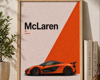 McLaren P1 Hypercar Poster | Modernes Auto Wandkunst | Luxus-Sportwagen-Druck | Automobil Dekor Geschenk