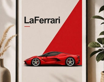 LaFerrari Wandkunst | Poster Ferrari Hypercar | Minimal Auto Dekor