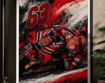 Francesco Bagnaia MotoGP Poster – Ducati Racing Wall Art, Pecco #1 Print, Motorsport Decor, Racing Bike Artwork, Gift for MotoGP Fans