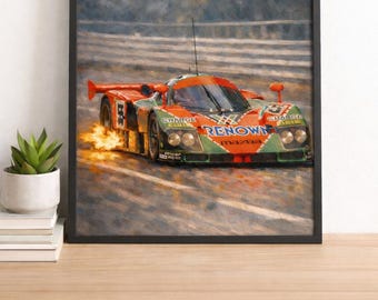 Mazda 787B Wandkunst - Le Mans Rennauto Poster, Automobil Dekor
