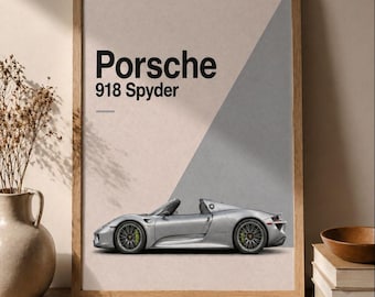 Porsche 918 Spider Druck | Minimalistisches Auto Poster