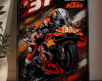 Petro Acosta Poster MotoGP #37 Red Bull KTM, Motorradrennen Wandkunst, Bike Racing Print, Sportdekor, MotoGP Geschenkidee