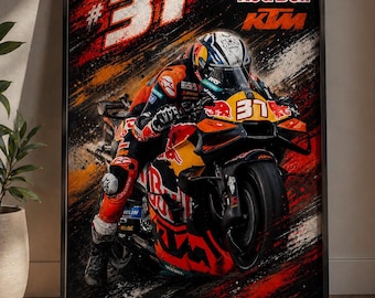 Pedro Acosta Poster MotoGP #31 Red Bull KTM, Motorcycle Racing Framed Wall Art, Bike Racing Print, Sports Decor, MotoGP Gift Idea