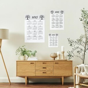 2025 Calendar Wall Chart Elegant Tree Theme Printable PDF - Etsy