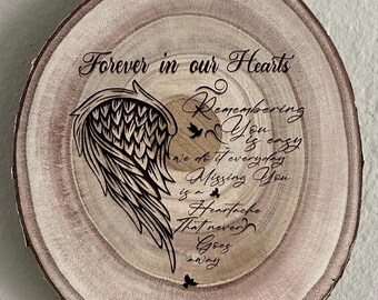 Placa conmemorativa de madera grabada a medida, letrero de recuerdo, decoración para duelo.