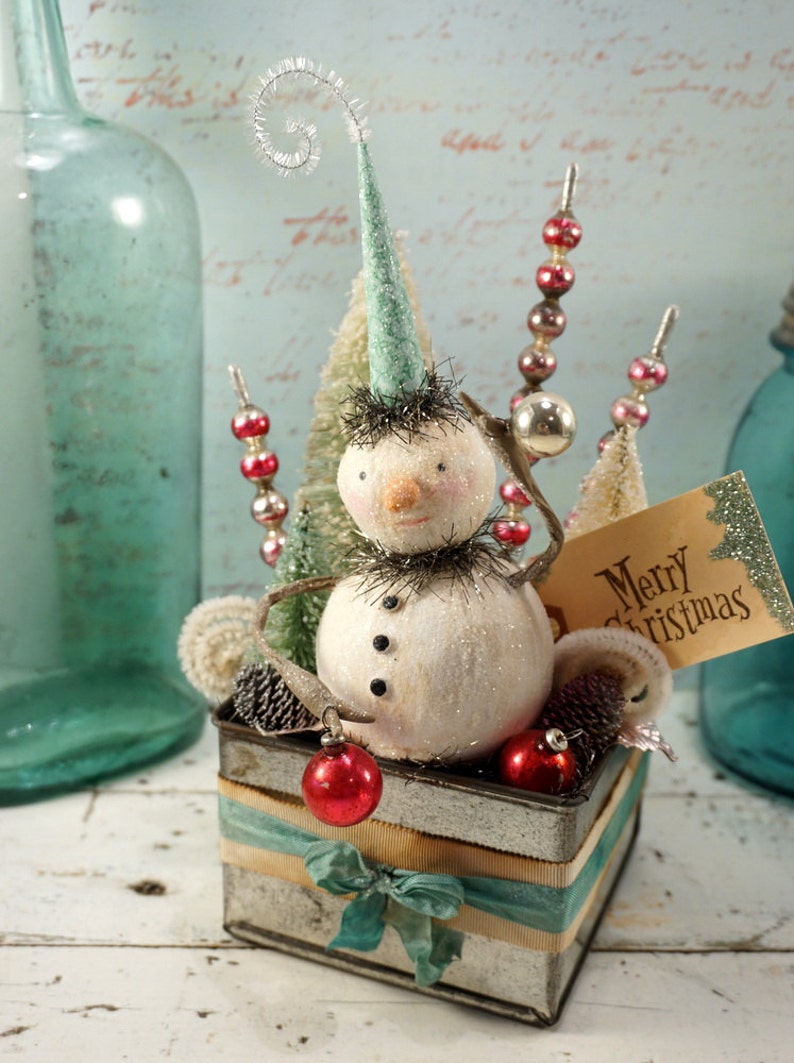 Christmas Decoration // Snowman // Folk Art Christmas //Bottle | Etsy