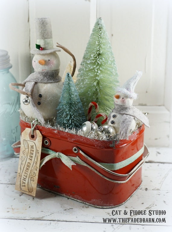 Snowman // Christmas Decor // Ornament // Vintage Style Etsy