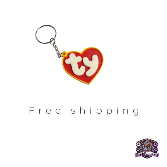 TY Heart Keyring | Collectible TY Logo Keyring | 3D Printed