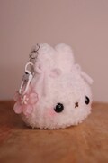 Handmade Mify plushie sakura keychain - pink and white soft fluffy toy - gift for her - cute kawaii gift - soft amigurumi - bestie gift product logo