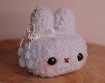 Handmade Mify Plushie Sakura Keychain - Pink and White Soft Fluffy