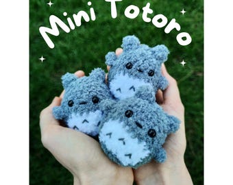 Handmade mini Totoro inspired character keychain - anime - bag accessory - cute kawaii - chubby and soft amigurumi plushie
