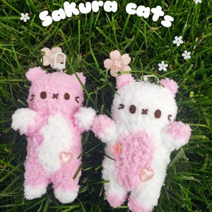 Sakura rosa & weiße Katzen, niedlicher Schlüsselanhänger