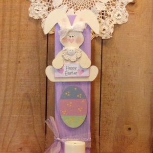Happy Easter Bunny and Easter Egg Candle Holder