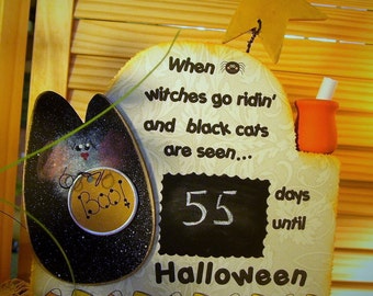 Witch Harvest Halloween: Handmade All Wood Harvest Sign “When Witches Go Ridin’…”