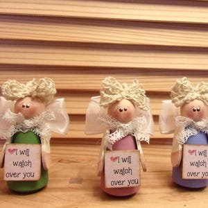 Emma Angel Holding &quot;I will watch over you&quot; Inspirational Sign Windowsill Angel