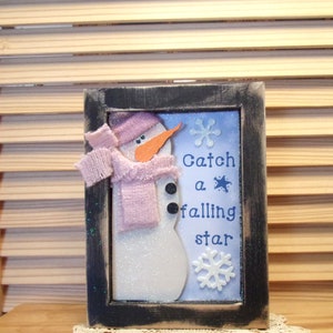 Catch a Falling Star Framed Glittery Snowman