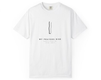 T-shirt blanc Rising | Illustration minimaliste, typographie spirituelle
