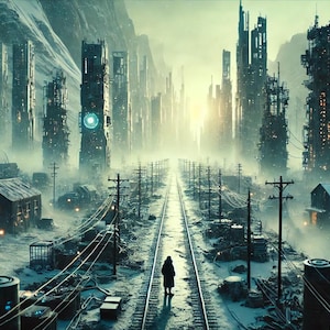 Post-Apocalyptic Victorian Futurism - Dystopian Cityscape Digital Art Print