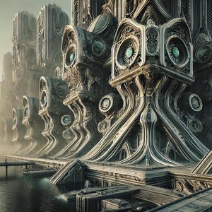 Futuristic Eco-Friendly Architecture - Dystopian Cyberpunk Cityscape Digital Art Print