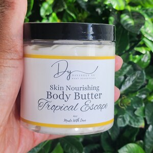 Tropical Escape Body Butter - Nourishing Whipped Body Butter, Organic Skincare, Hydrating Coconut & Mango Body Cream, Vegan Moisturizer.