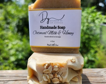 Oatmeal, Milk and Honey Soap - Handmade Natural Soap for Sensitive Skin, Soothing Moisturizing Bar Soap, Organic, Vegan & Cruelty-Free
